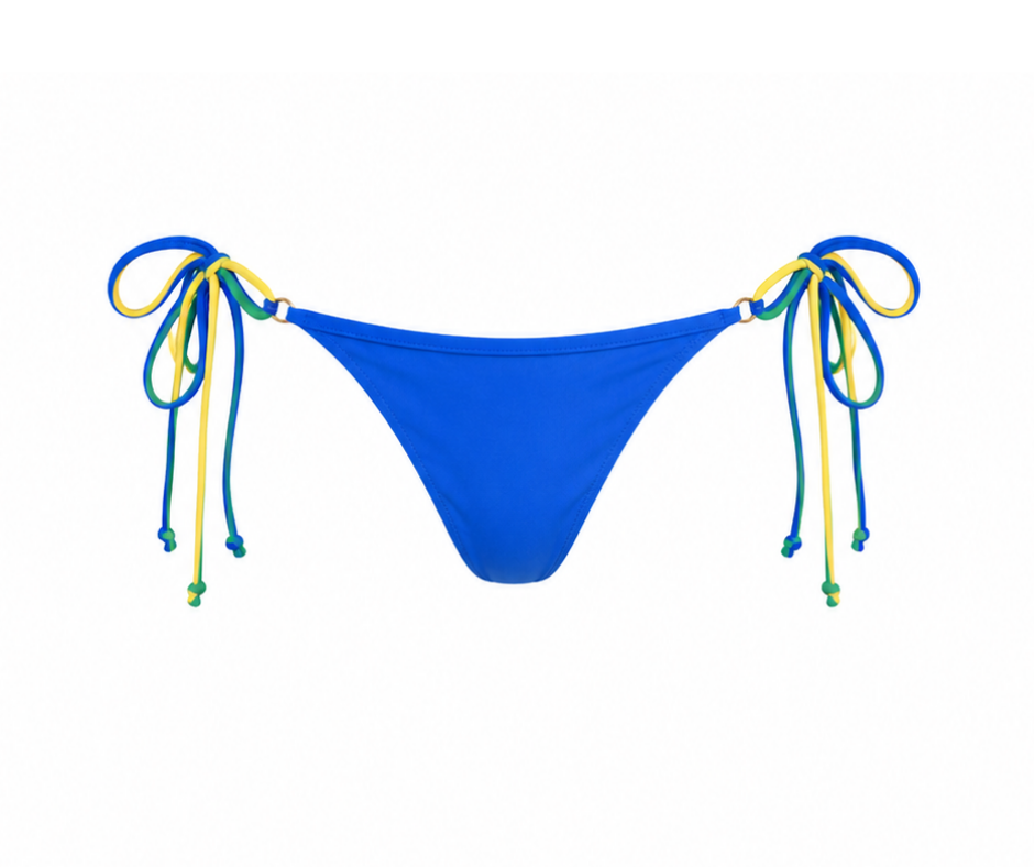 Tanga Biquíni Cortininha Azul Brasil