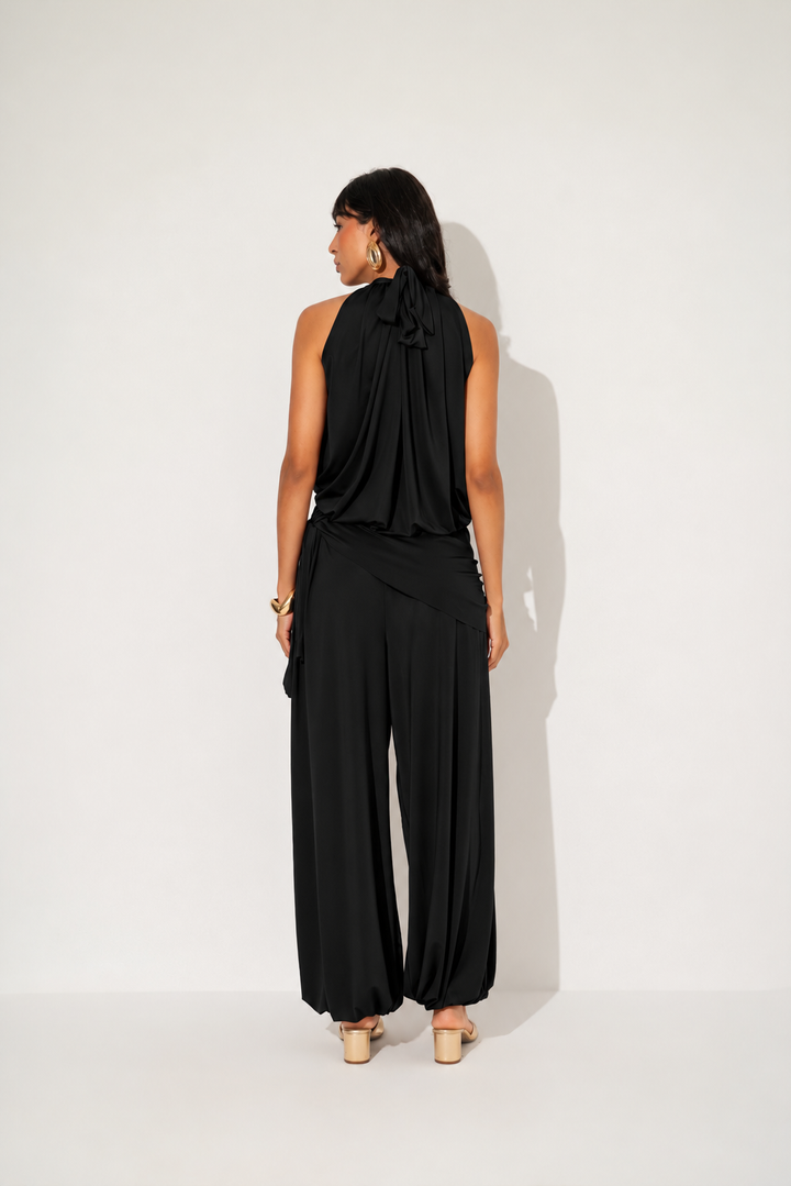 Blusa frente única Preto em Jersey