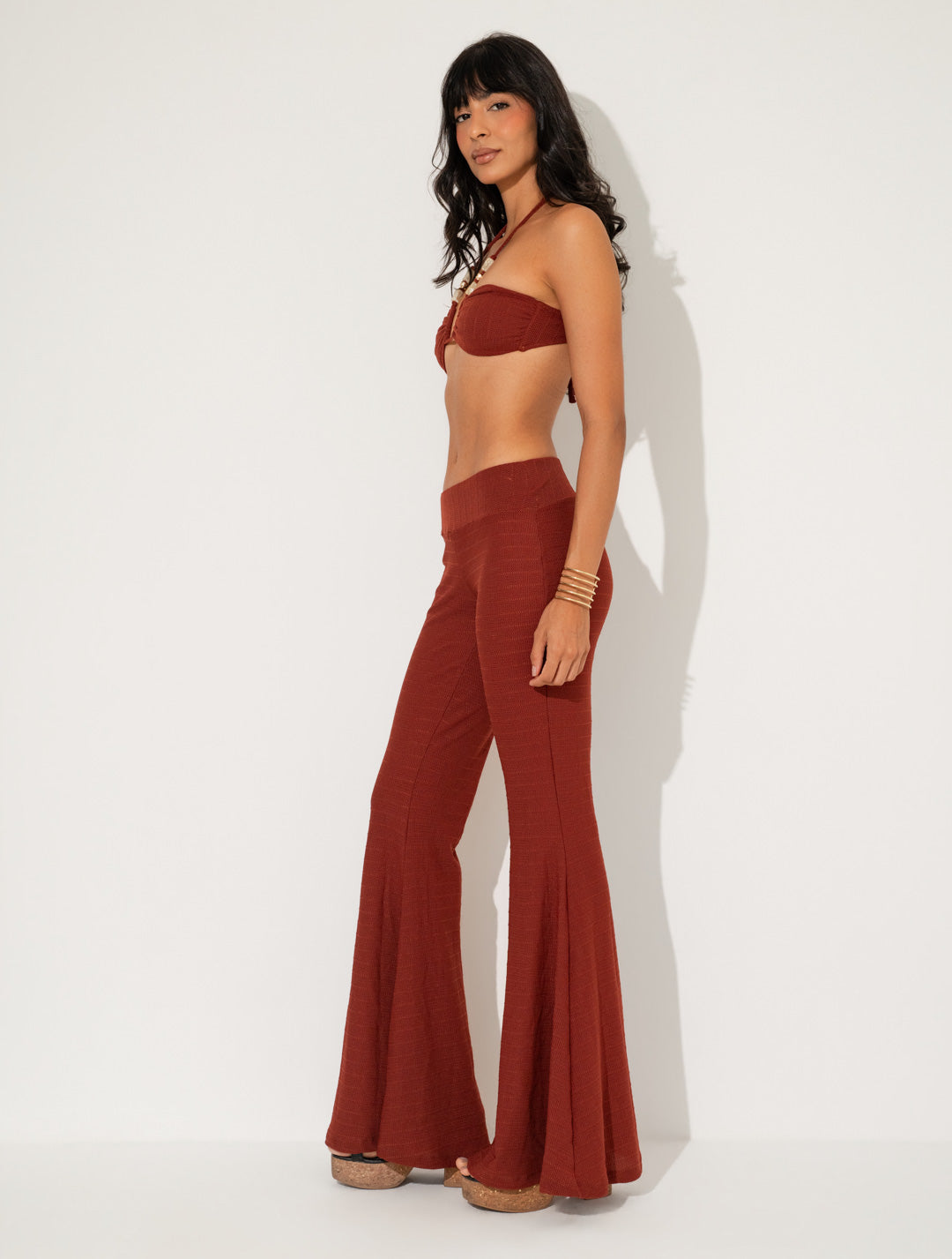 Calça Flare Siena em Trama texturizada