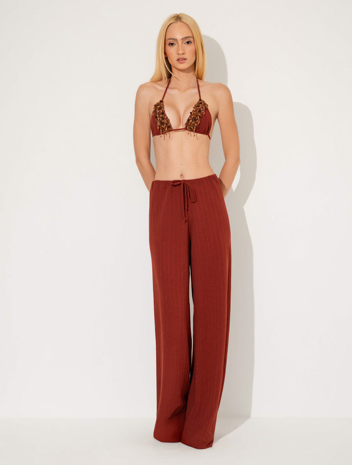 Calça Pantalona Feminina Orla Jambo com Amarração
