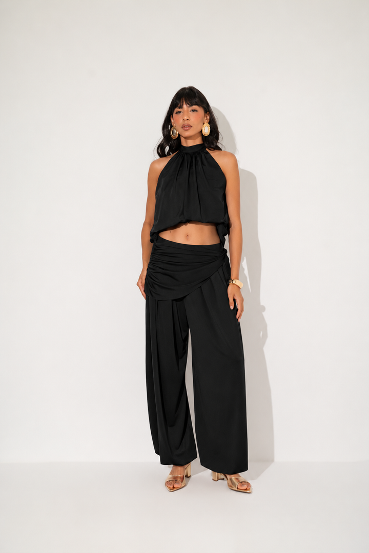 Blusa frente única Preto em Jersey