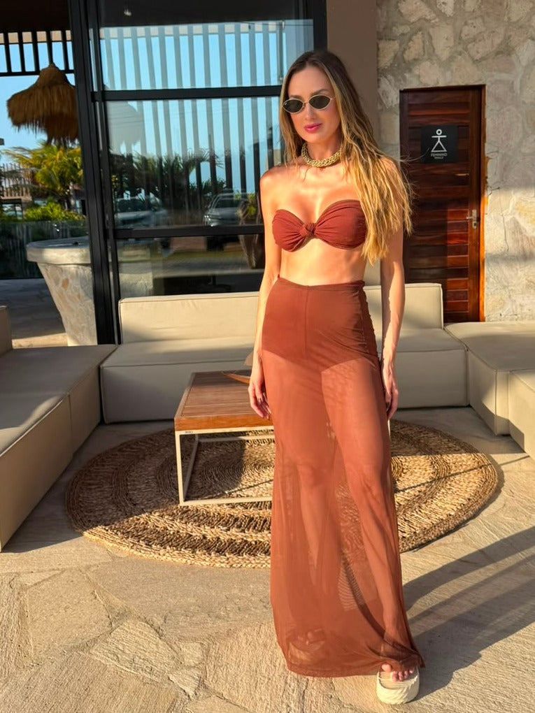 Saia Tule Longa Cacau