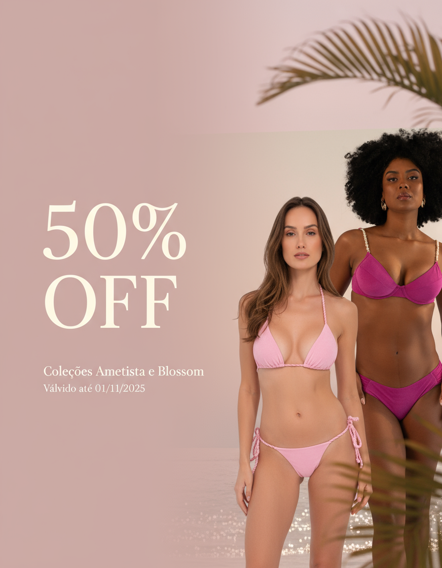 Banner 50% OFF Blossom e Ametista